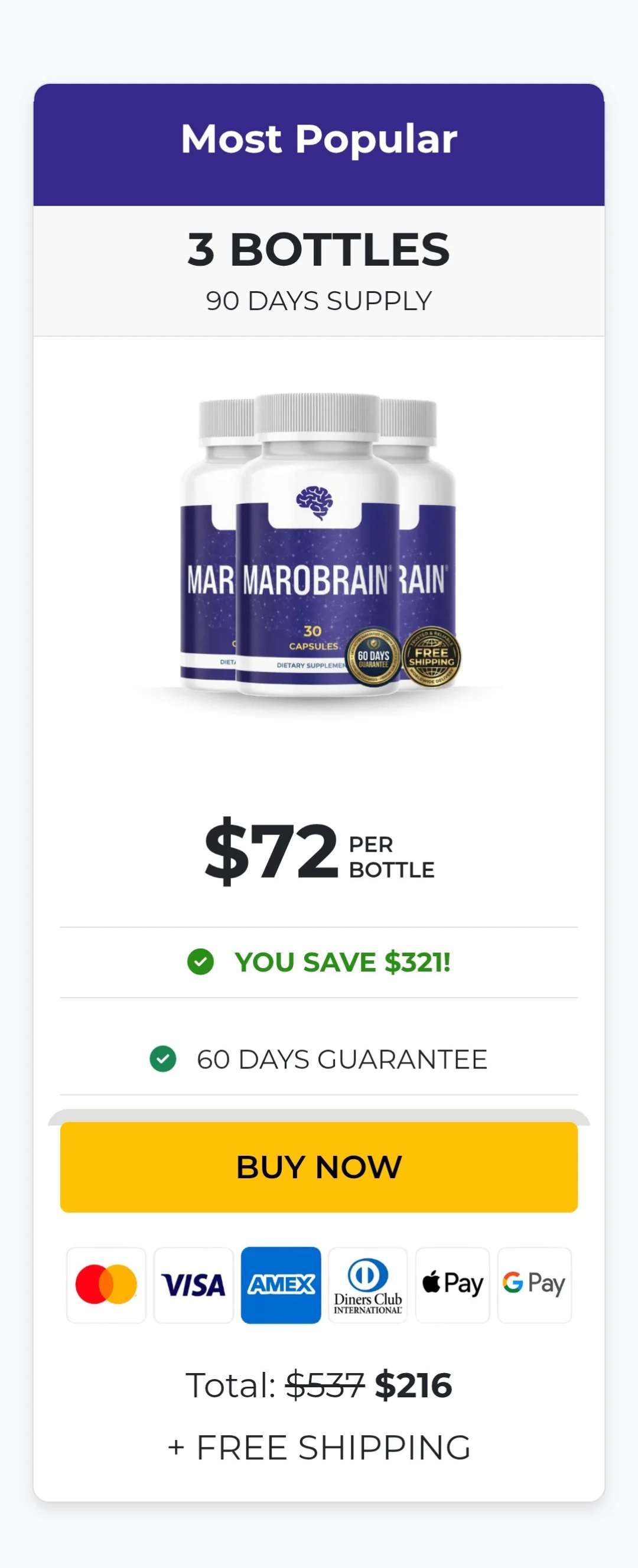 Marobrain™ 3 bottles pricing
